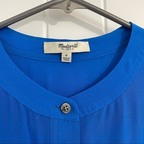 Madewell Blue Silk Short Sleeves Dress - Picture 3 of 8